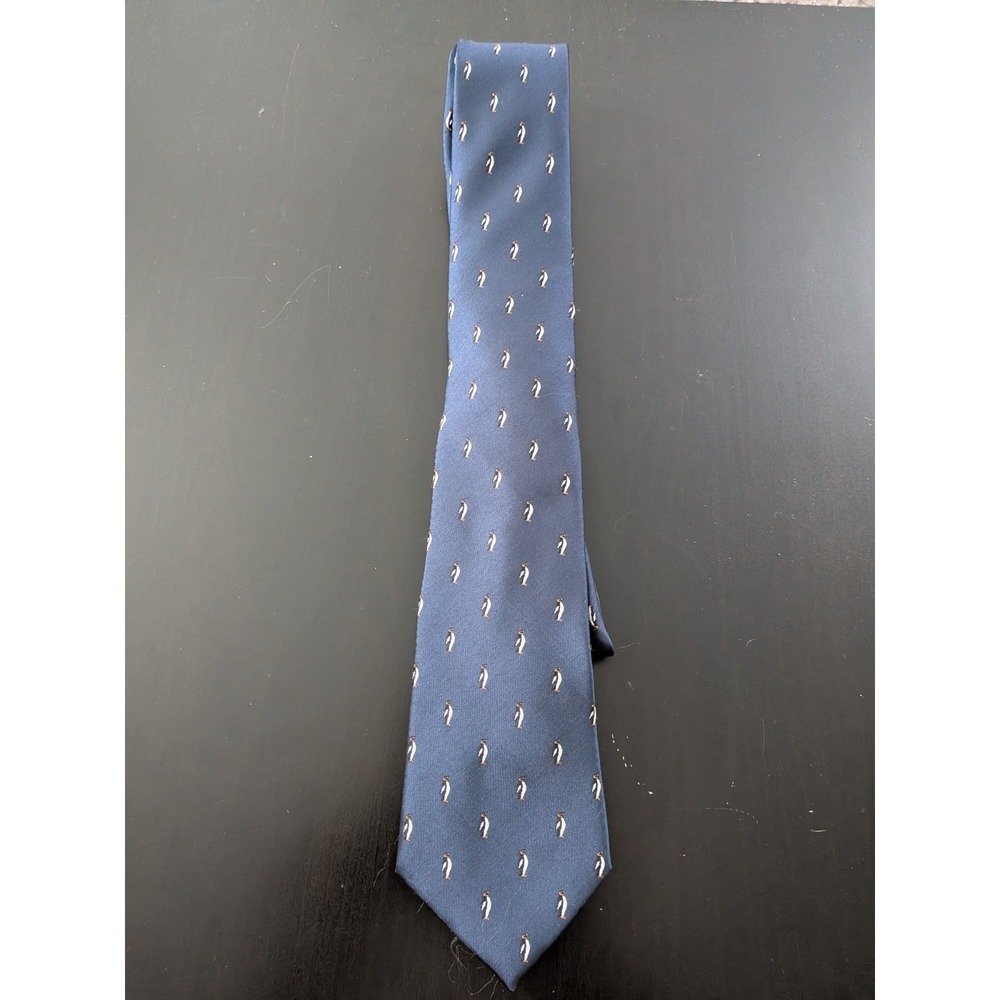 Barry Wang‎ Italy Tie All Over Penguin Design Blue 62" Necktie